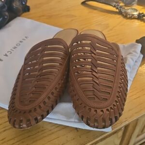 Brown Woven Leather Mules . SALE ALL DAY TUES.
